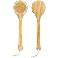 Cepillo corporal- rascador trasero de madera de bambú con mango largo de BELICOO- masajeador y exfoliador de baño con…